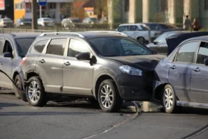 Three cars in a rear-end car accident