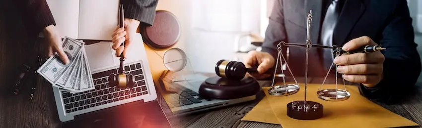 Attorney explaining contingency fee agreement and legal costs to car accident victim.