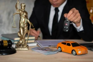 An Atlanta car accident lawyer works on a case.