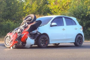 A motorcycle accident with a small hatchback represents a case that a motorcycle accident lawyer would review.