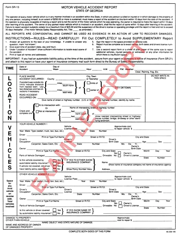 Example GA police report